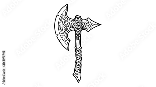 Ornate Viking Axe Isolated