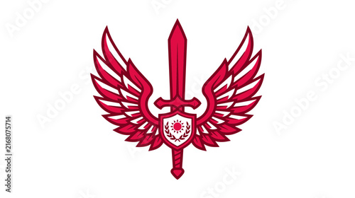 Red Winged Sword Emblem Isolated