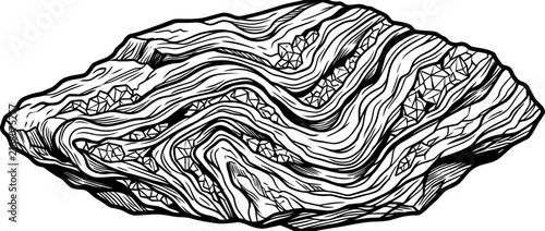 Stylized geological rock with crystal inclusions, isolated