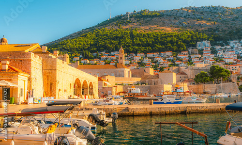 Dubrovnik Old Town, traditional Mediterranean stone architecture and historic charm, Croatia.