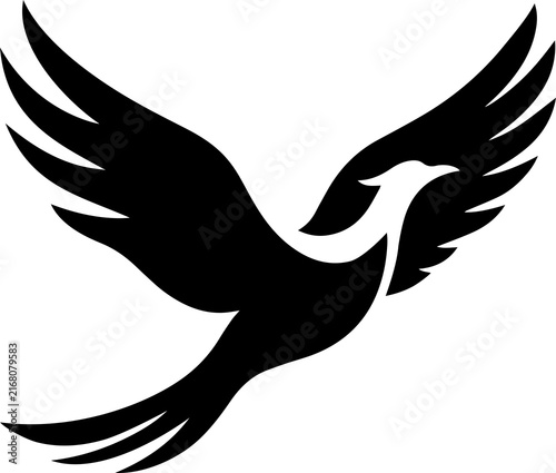 Canvastavla Elegant Flying Phoenix Bird or Firebird Silhouette, Transparent PNG