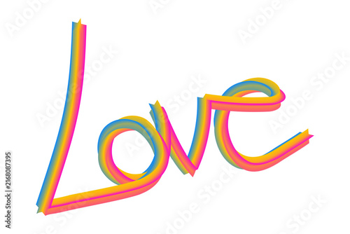Bild auf Leinwand Colorful abstract 'Love' text rendered with smooth flowing paint strokes isolate