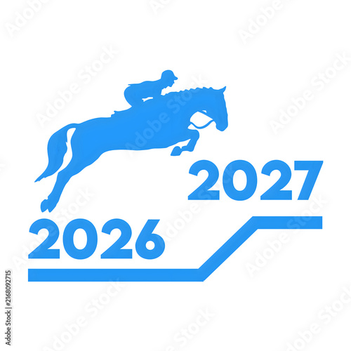 Konstfotografi Blue Equestrian Horse Jumping From 2026 to 2027 Silhouette Vector PNG
