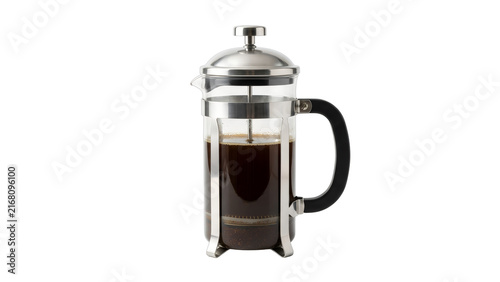 French Press Coffee Maker Isolated on White Background