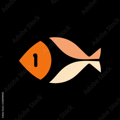 Minimalist orange fish logo icon.