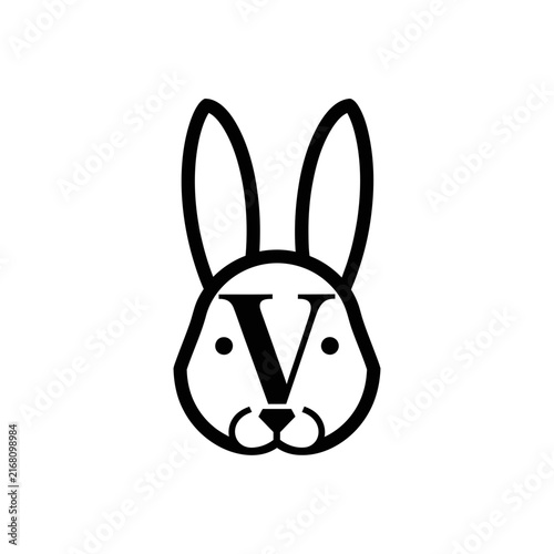 Minimalist rabbit face logo with letter V.