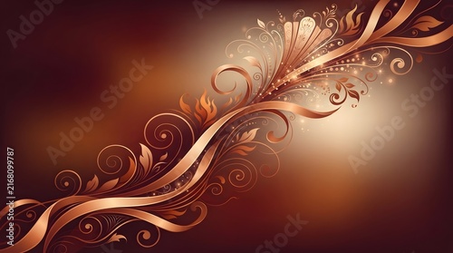 Elegant floral swirl design in shades of bronze and brown a decorative vector background