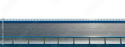 3d rendering empty asphalt road with white background