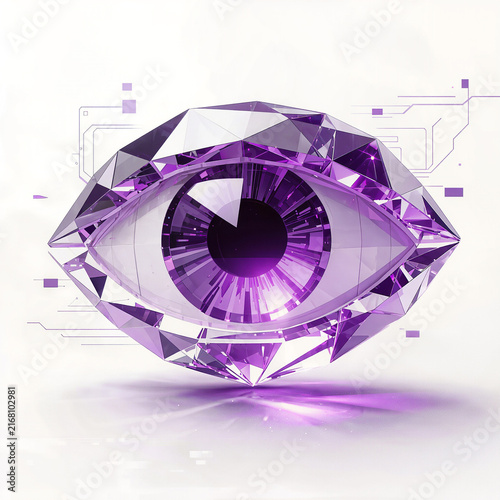 Abstract Amethyst Crystal Human Eye Shaped Gemstone Sculpture