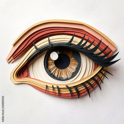 Conceptual Layered Papercraft Human Eye Art Sculpture