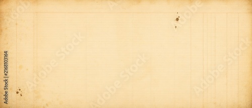 Ruled ledger paper background with ink stains