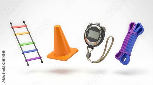 Diverse collection of floating utility and sports objects.
