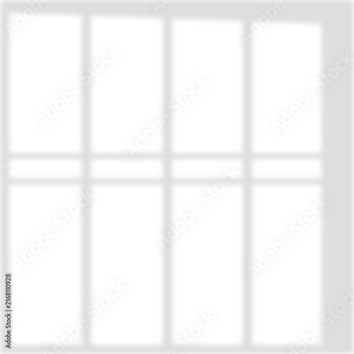 A geometric pattern of white rectangular shapes arranged in two rows of four, separated by horizontal lines against a solid black background isolated on a transparent background