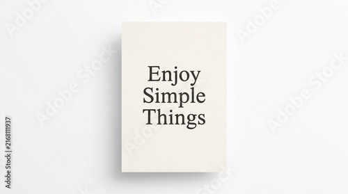Enjoy Simple Things Quote on a Minimalist Book Cover.