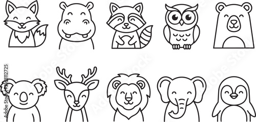 Set of cute pet icons featuring dog and cat silhouettes for veterinary and pet shop design.