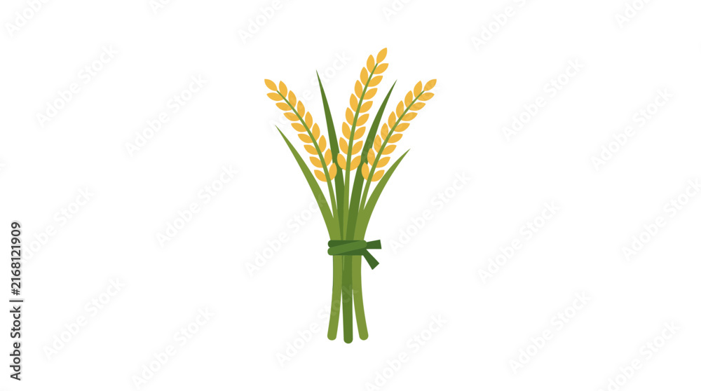 Fototapeta premium Isolated Bunch of Golden Wheat Stalks Tied Together