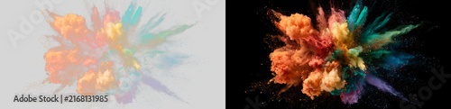 Foto Colorful Pigment Powder Explosion on Transparent Background PNG