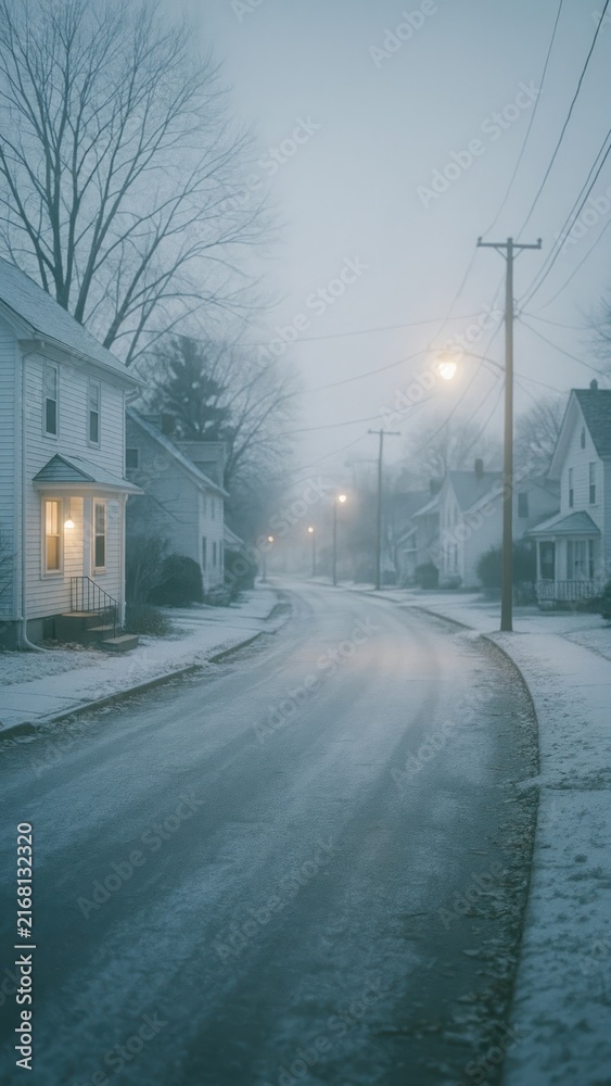 Fototapeta premium Serene winter street scene