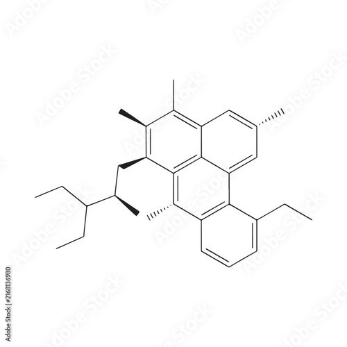 Molecular structure diagram of a complex organic compound black lines on white