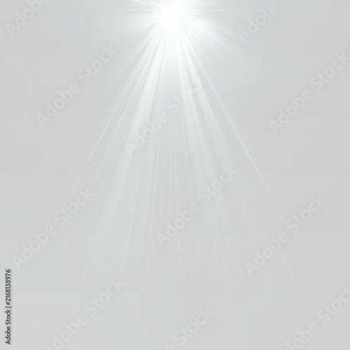 Photography Bright white light rays emanating from a central point against a soft gray backg