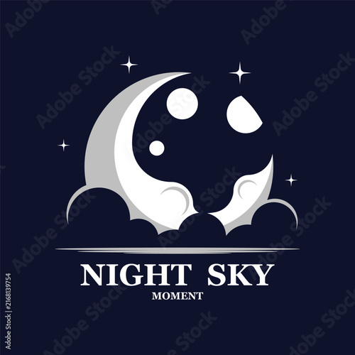 night sky icon logo vector with creative idea.