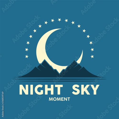 night sky icon logo vector with creative idea.
