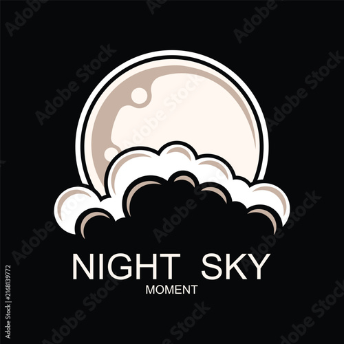 night sky icon logo vector with creative idea.