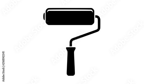 Minimal Black Paint Roller Tool Vector Illustration