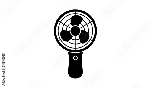 Minimal Black Handheld Electric Fan Vector Illustration