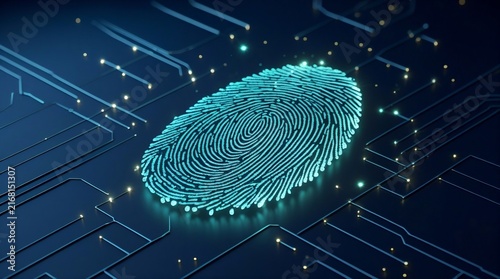 Biometric Security Fingerprint Concept Abstract Digital Render