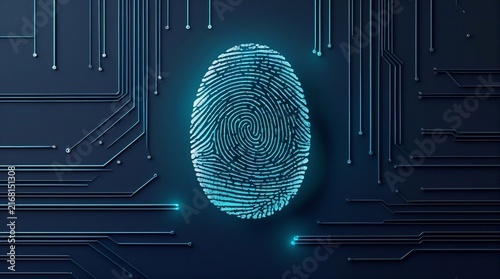 Biometric Security Fingerprint Concept Abstract Digital Render