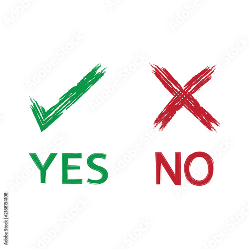 Yes no decision icons with checkmark and cross symbol isolated on transparent background, Vector, illustration