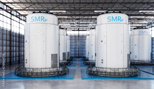 Group of smr or small modular nuclear reactors power plant