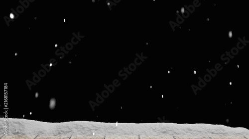 Snow falls on a wooden floor with a pile of snow