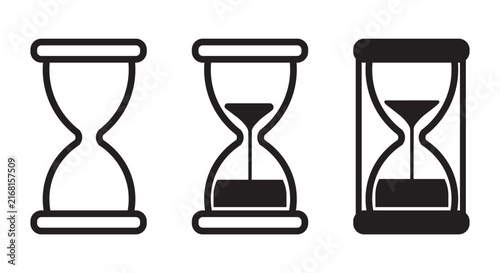 Hourglasses illustration set, depicting time passing and measurement. conceptual design for clocks and duration.