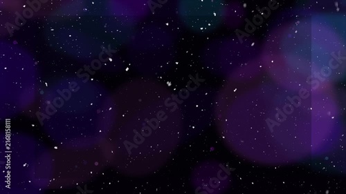 Abstract business background with colorful neon bokeh, soft glowing lights and falling snow. Perfect for winter, Christmas, New Year, corporate and festive designs.