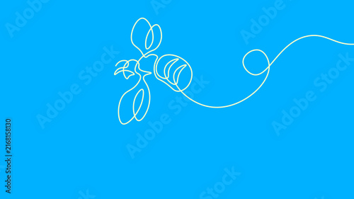 Continuous line coffee beans with leaves branch. Minimalist one line art style. Logos postcards books t-shirts covers print. Blue background white outline vector illustration.
