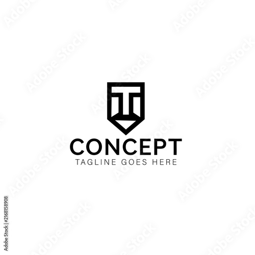 Letter T shield wise person logo design in vector, minimal trendy icon for legal and consulting brand.