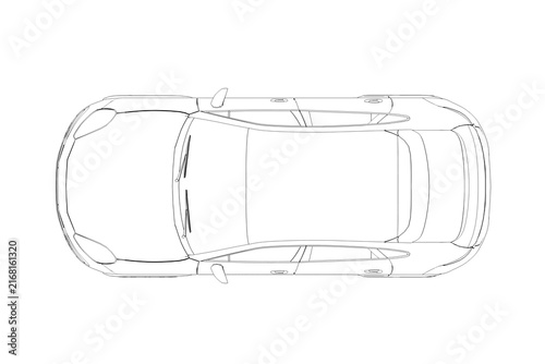car outline drawing, sketch, contour image