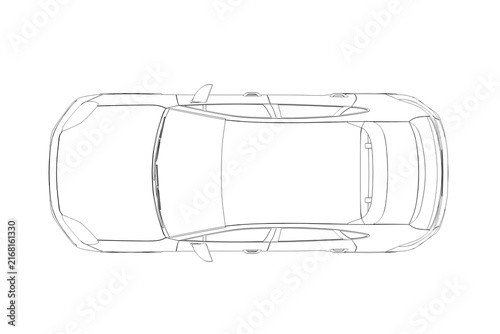 car outline drawing, sketch, contour image
