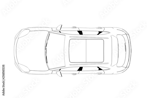 car outline drawing, sketch, contour image