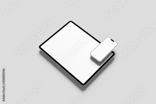 Blank Smartphone and Tablet Mockup - 3D Illustration