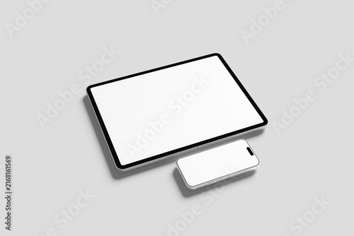 Blank Smartphone and Tablet Mockup - 3D Illustration