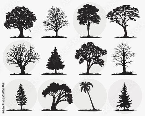 Collection of 15 Unique Tree Silhouettes for Design and Illustration
