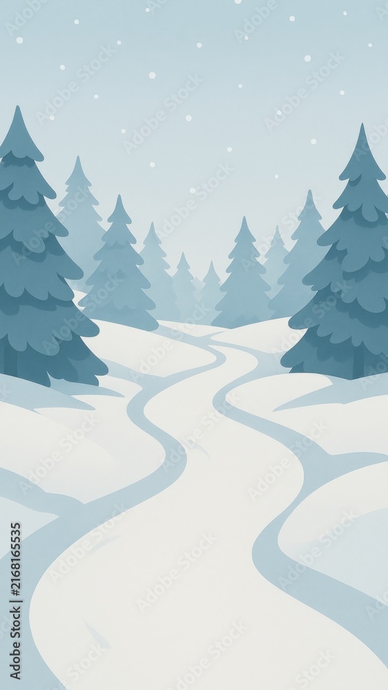Fototapeta premium Serene snowy forest path wallpaper for mobile