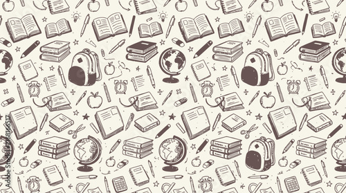 Back to School Seamless Pattern Education Doodle Background