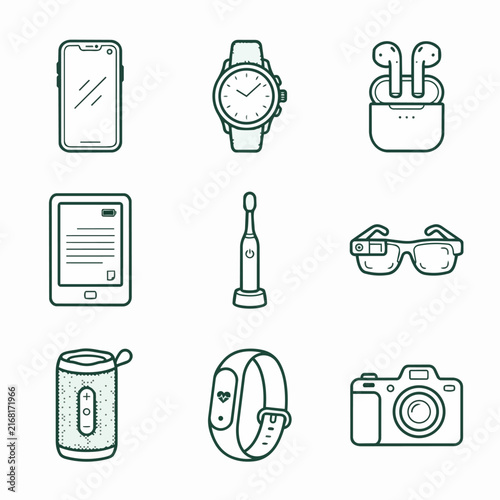 Obraz na plátne Collection of modern electronic gadgets and devices illustration