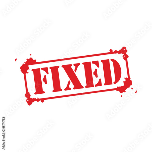 Fixed stamp with bold red text on white background isolated on transparent background, Vector, illustration