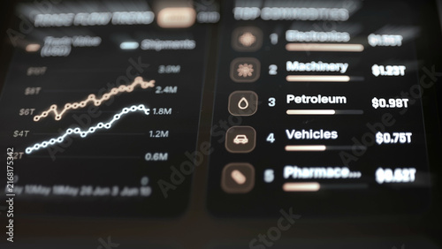 Obraz na plátne Trade flow chart beside commodity ranking