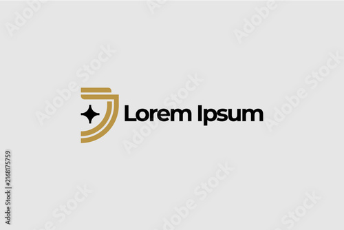Abstract letter J with spark monogram vector logo template